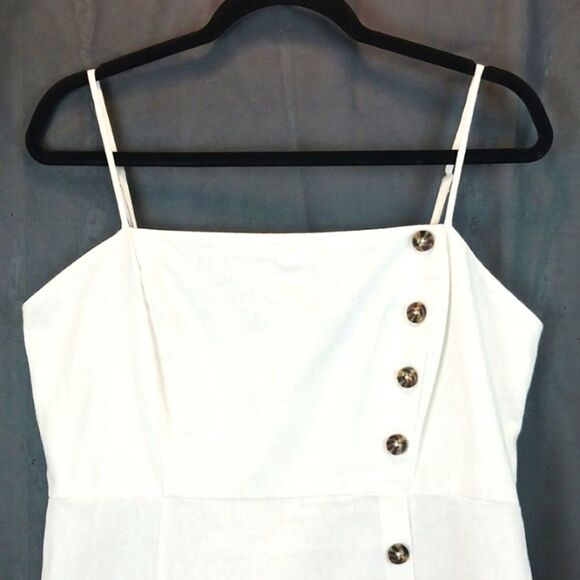 Copper Key white linen blend sleeveless button front detail mini dress XL - Picture 3 of 9
